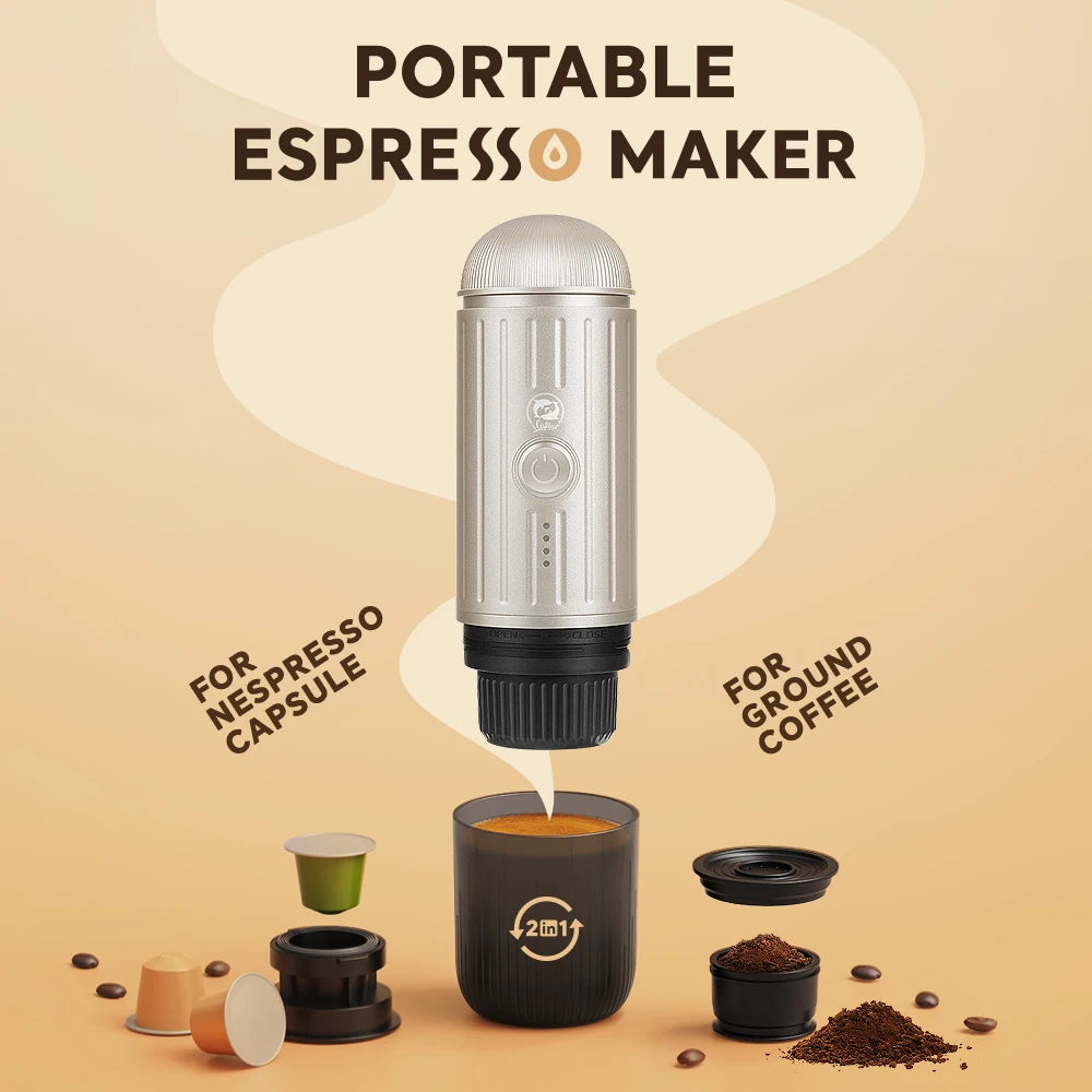 Wireless Electric Portable Espresso Coffee Machine for Car & Home Camping